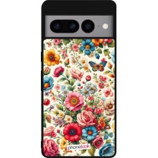 Coque Google Pixel 7 Pro - Silicone rigide noir Spring 25 printemps fleuri