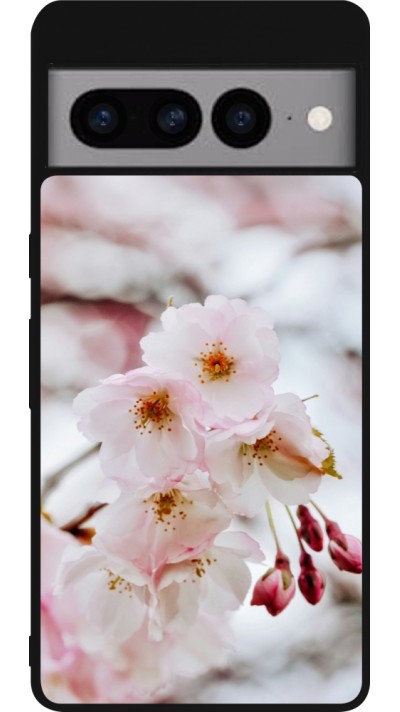 Google Pixel 7 Pro Case Hülle - Silikon schwarz Cherry tree Spring 2026