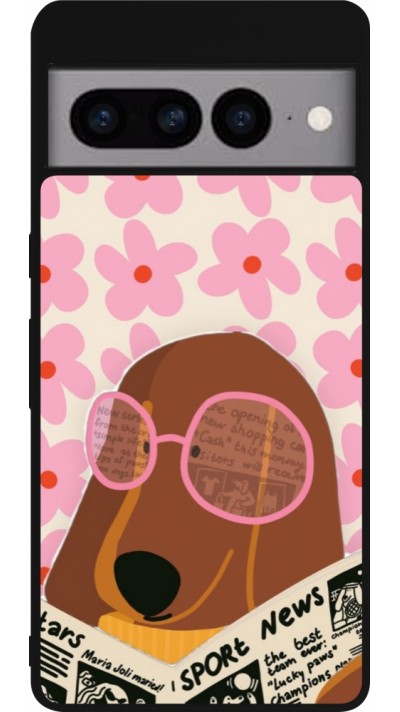 Google Pixel 7 Pro Case Hülle - Silikon schwarz Dog with newspaper Spring 2026