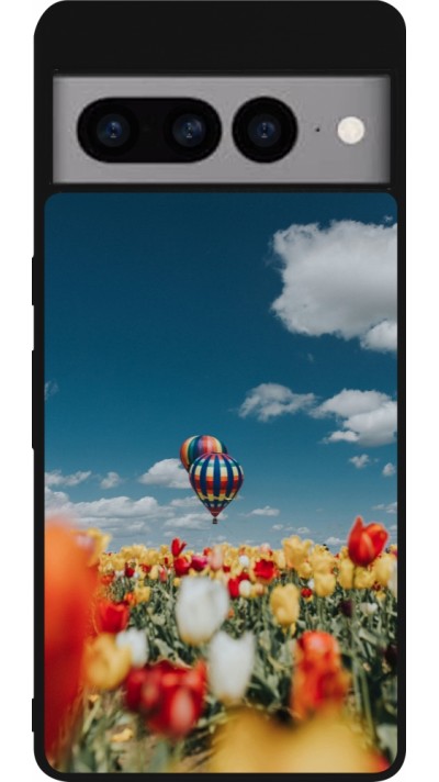 Google Pixel 7 Pro Case Hülle - Silikon schwarz Hot air balloon Spring 2026