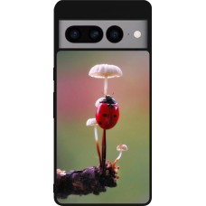 Google Pixel 7 Pro Case Hülle - Silikon schwarz Ladybird on a mushroom Spring 2026