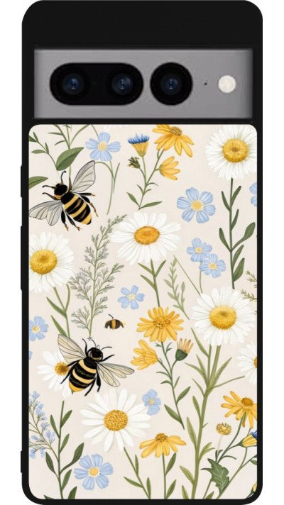 Google Pixel 7 Pro Case Hülle - Silikon schwarz Pattern bees Spring 2026