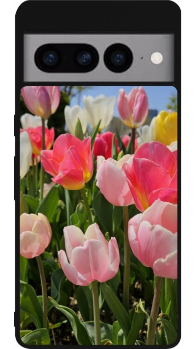 Google Pixel 7 Pro Case Hülle - Silikon schwarz Tulips Spring 2026