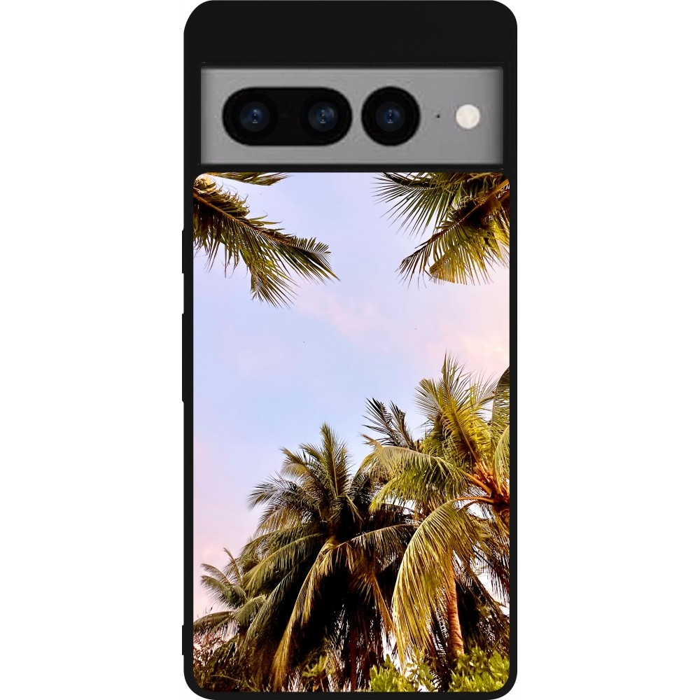 Google Pixel 7 Pro Case Hülle - Silikon schwarz Summer 2023 palm tree vibe