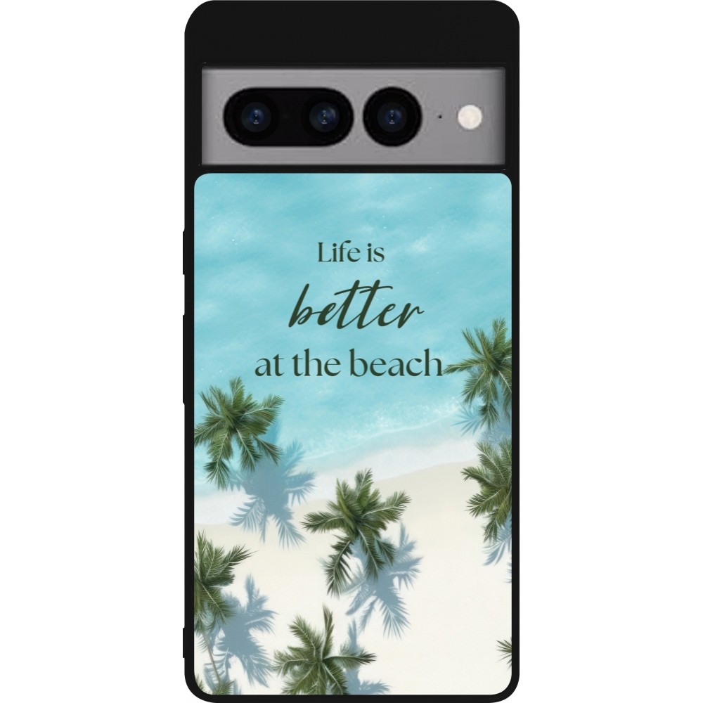 Coque Google Pixel 7 Pro - Silicone rigide noir Summer 2025 Life is better at the beach