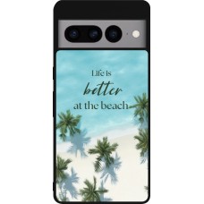 Coque Google Pixel 7 Pro - Silicone rigide noir Summer 2025 Life is better at the beach