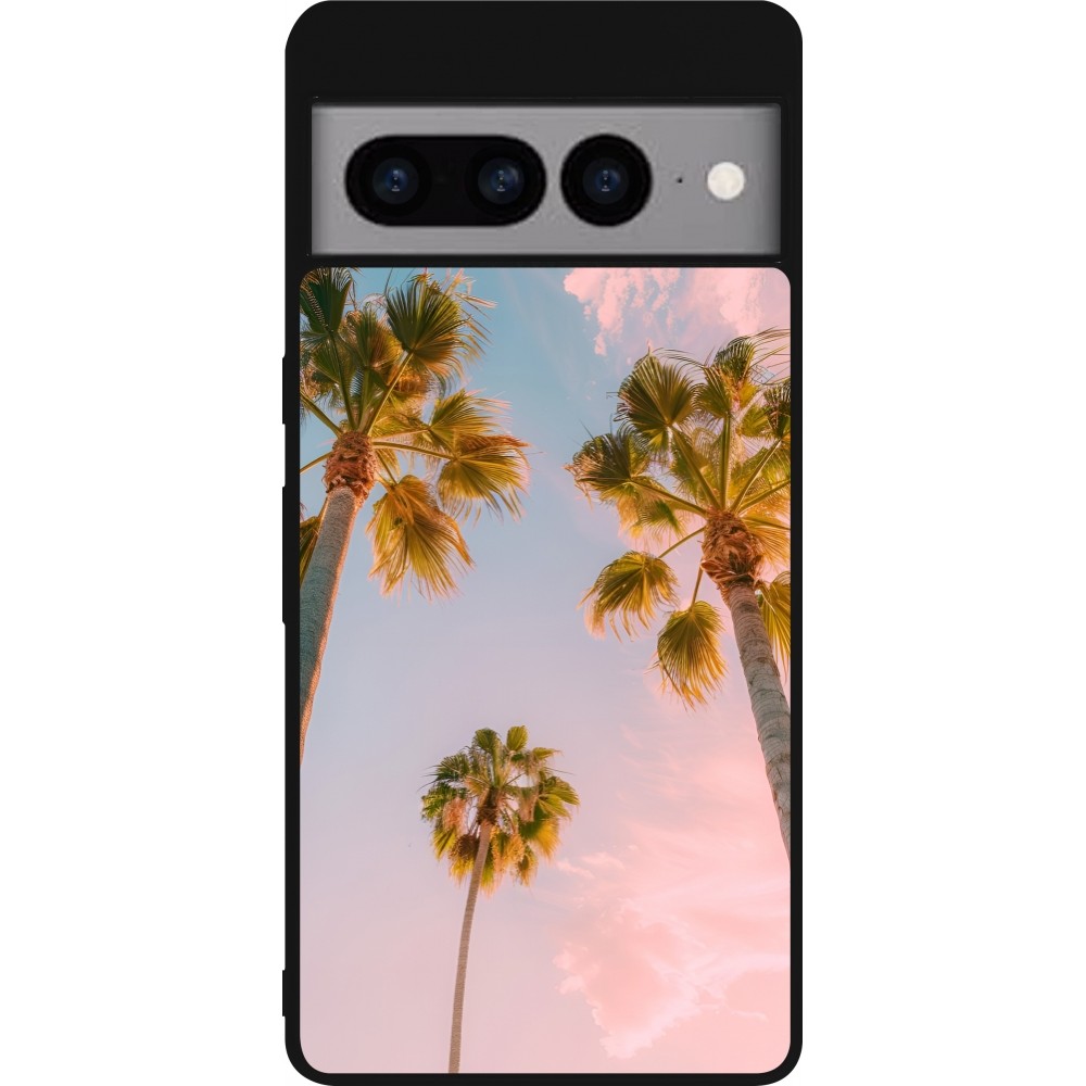 Google Pixel 7 Pro Case Hülle - Silikon schwarz Summer 2025 Palmiers