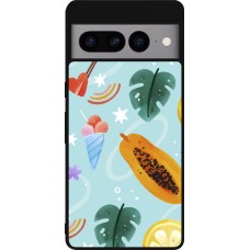 Coque Google Pixel 7 Pro - Silicone rigide noir Summer 2025 Pattern papaya