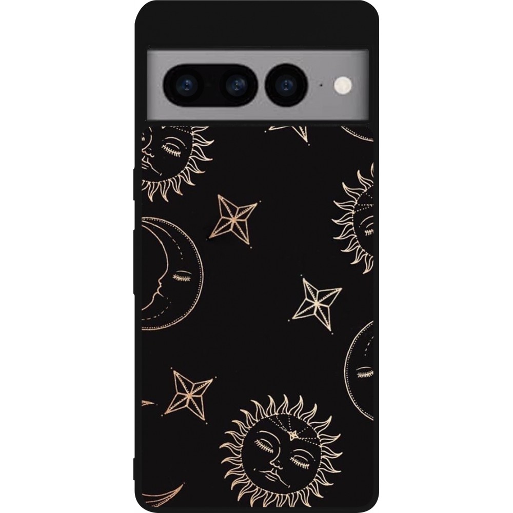 Google Pixel 7 Pro Case Hülle - Silikon schwarz Suns and Moons
