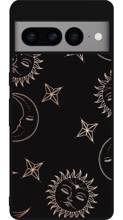 Google Pixel 7 Pro Case Hülle - Silikon schwarz Suns and Moons