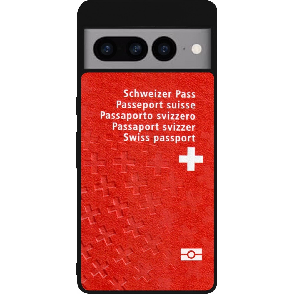 Google Pixel 7 Pro Case Hülle - Silikon schwarz Swiss Passport