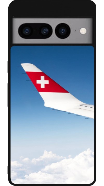 Coque Google Pixel 7 Pro - Silicone rigide noir Fête Nationale Suisse Sky Swiss Flag