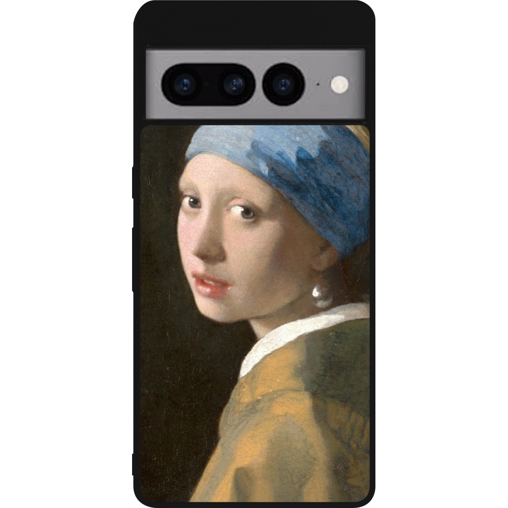 Coque Google Pixel 7 Pro - Silicone rigide noir Tableau art - La Jeune fille à la perle - Johannes Vermeer