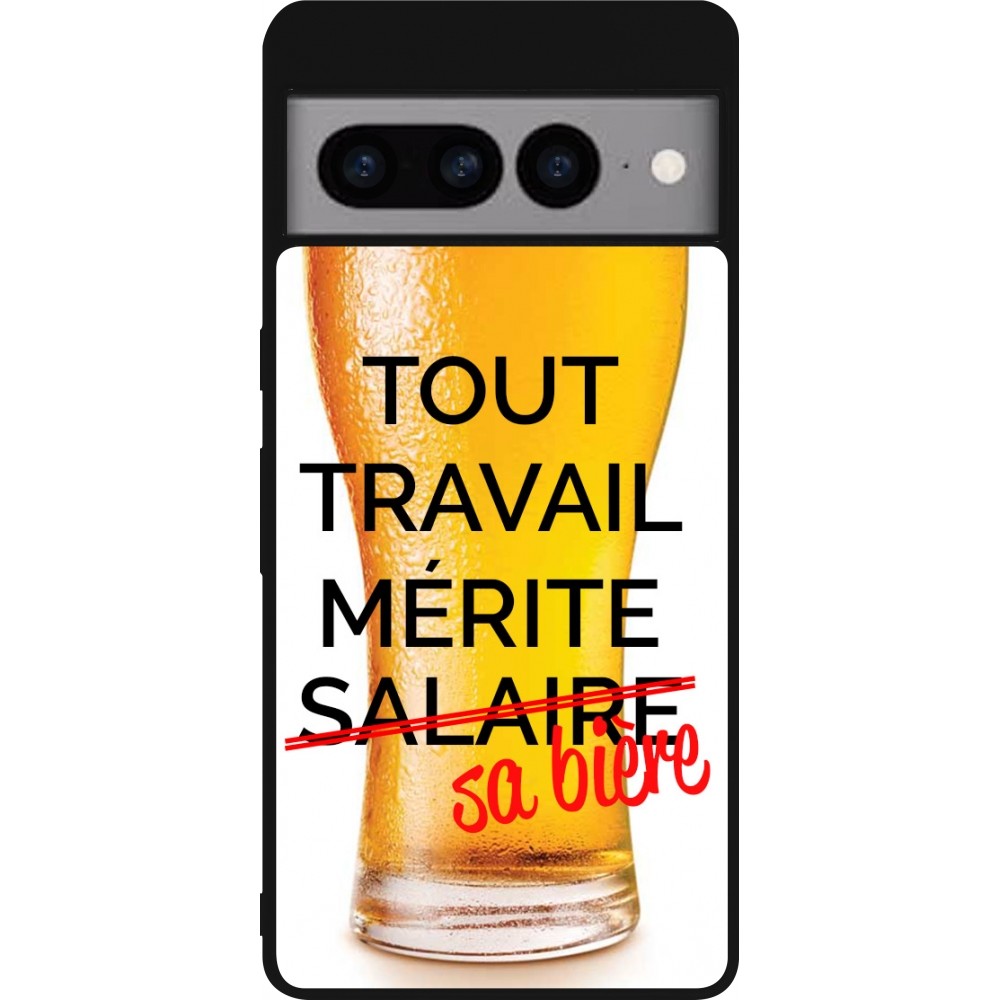 Google Pixel 7 Pro Case Hülle - Silikon schwarz Tout travail mérite sa bière