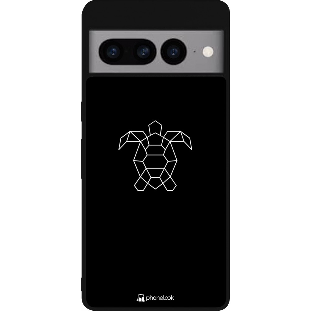 Coque Google Pixel 7 Pro - Silicone rigide noir Turtles lines on black