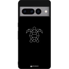 Coque Google Pixel 7 Pro - Silicone rigide noir Turtles lines on black