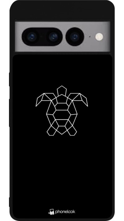 Coque Google Pixel 7 Pro - Silicone rigide noir Turtles lines on black