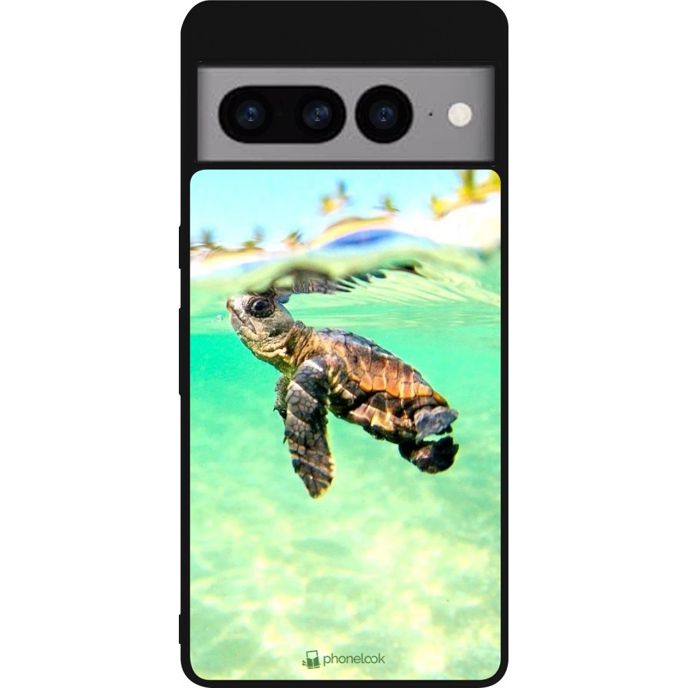 Google Pixel 7 Pro Case Hülle - Silikon schwarz Turtle Underwater
