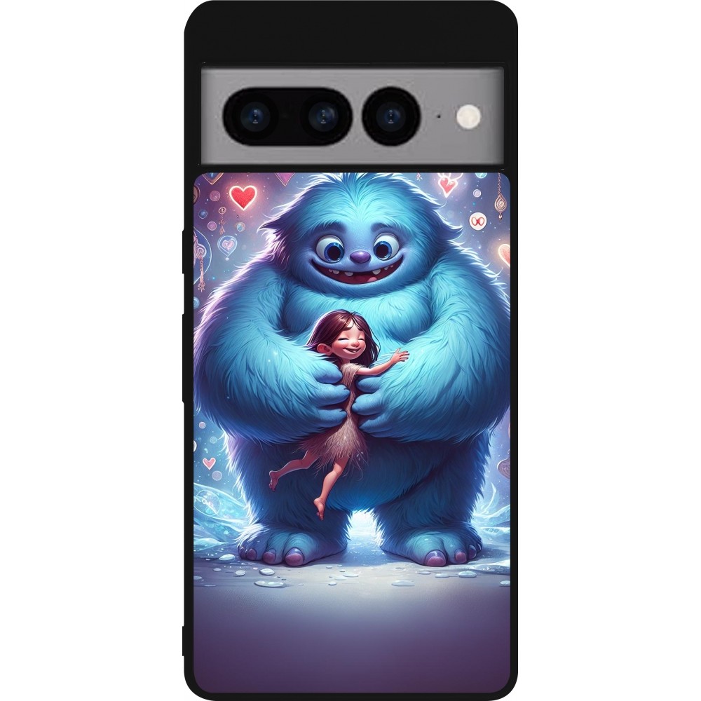 Coque Google Pixel 7 Pro - Silicone rigide noir Valentine 2024 Fluffy Love