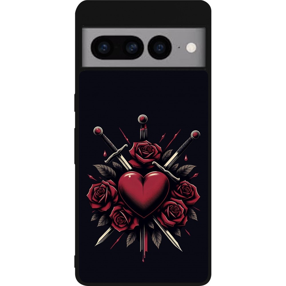 Google Pixel 7 Pro Case Hülle - Silikon schwarz Valentine 2024 gothic love