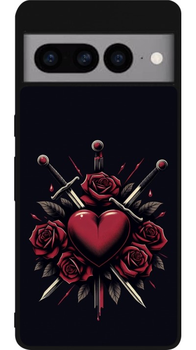 Coque Google Pixel 7 Pro - Silicone rigide noir Valentine 2024 gothic love
