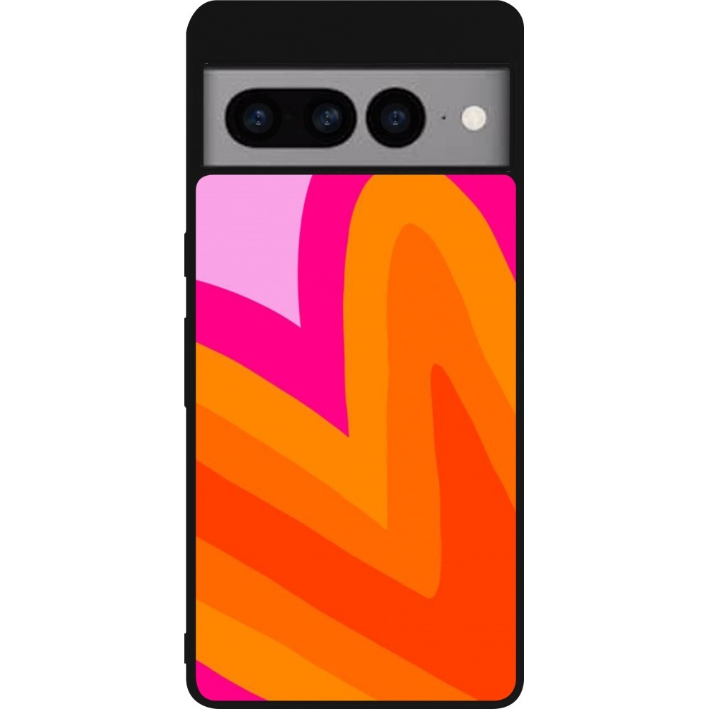 Coque Google Pixel 7 Pro - Silicone rigide noir Valentine 2024 heart gradient