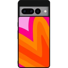 Coque Google Pixel 7 Pro - Silicone rigide noir Valentine 2024 heart gradient
