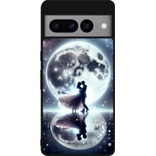 Google Pixel 7 Pro Case Hülle - Silikon schwarz Valentin 2024 Liebe unter dem Mond