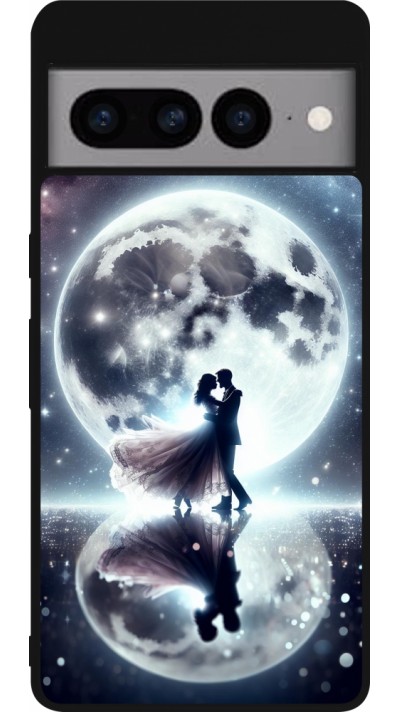 Coque Google Pixel 7 Pro - Silicone rigide noir Valentine 2024 Love under the moon