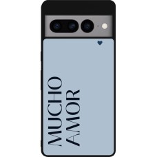 Coque Google Pixel 7 Pro - Silicone rigide noir Valentine 2024 mucho amor azul