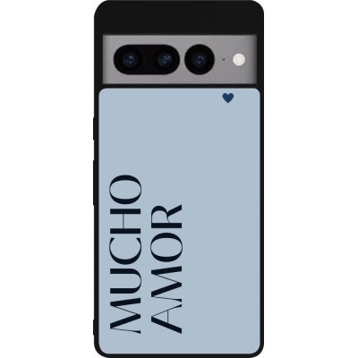 Google Pixel 7 Pro Case Hülle - Silikon schwarz Valentine 2024 mucho amor azul