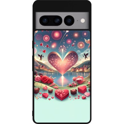 Coque Google Pixel 7 Pro - Silicone rigide noir Valentine 2025 Chic