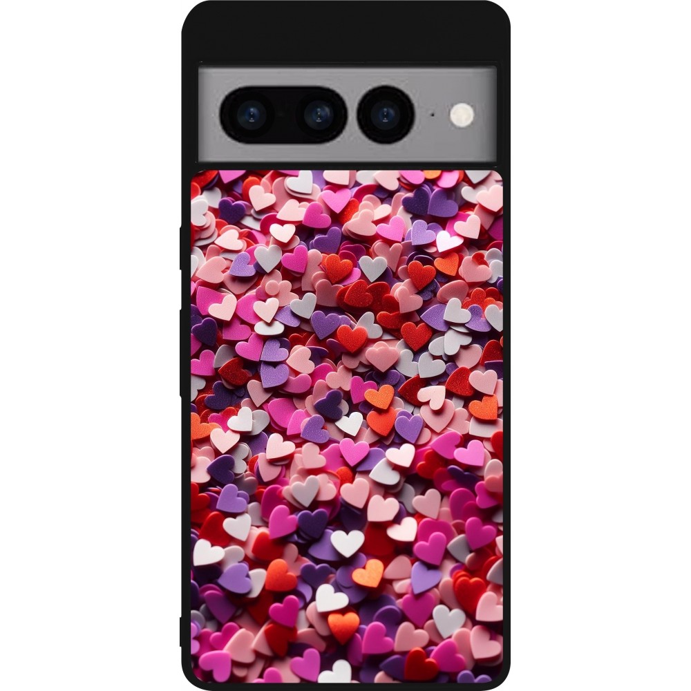 Coque Google Pixel 7 Pro - Silicone rigide noir Valentine 2025 Confetti