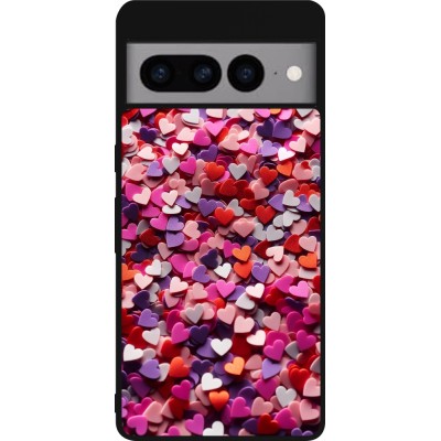 Google Pixel 7 Pro Case Hülle - Silikon schwarz Valentin 2025 Konfetti