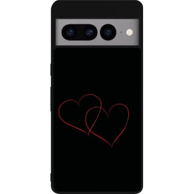 Google Pixel 7 Pro Case Hülle - Silikon schwarz Valentine 2023 attached heart