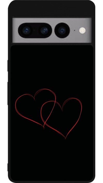 Coque Google Pixel 7 Pro - Silicone rigide noir Valentine 2023 attached heart