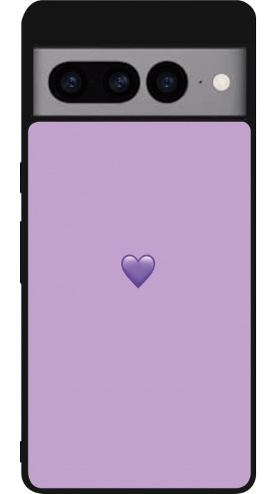 Coque Google Pixel 7 Pro - Silicone rigide noir Valentine 2023 purpule single heart
