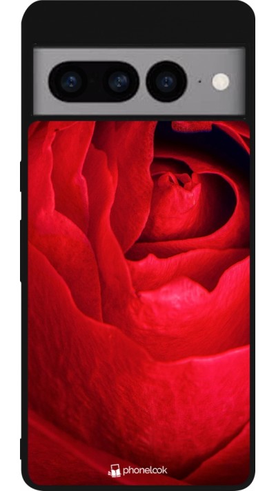Coque Google Pixel 7 Pro - Silicone rigide noir Valentine 2022 Rose