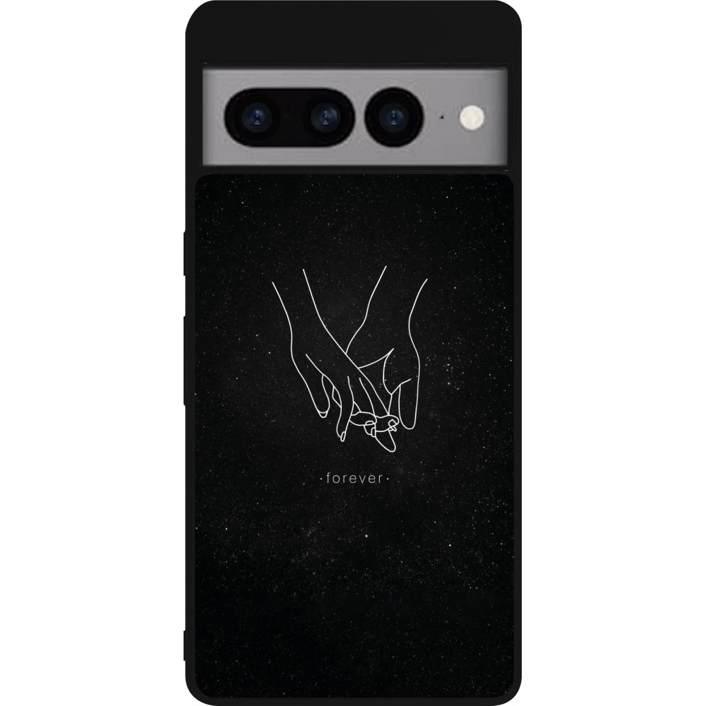 Google Pixel 7 Pro Case Hülle - Silikon schwarz Valentine 2023 hands forever