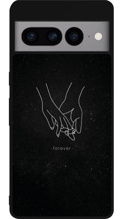 Coque Google Pixel 7 Pro - Silicone rigide noir Valentine 2023 hands forever