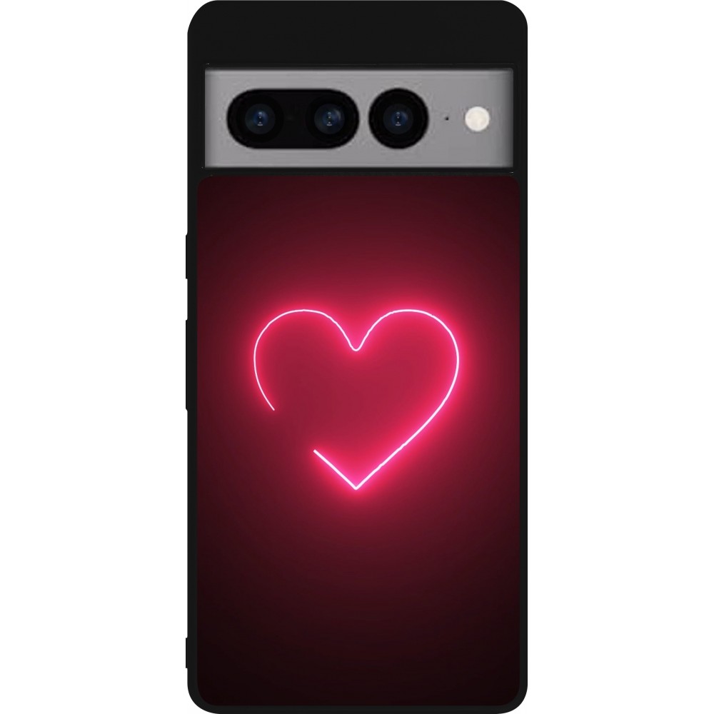 Google Pixel 7 Pro Case Hülle - Silikon schwarz Valentine 2023 single neon heart