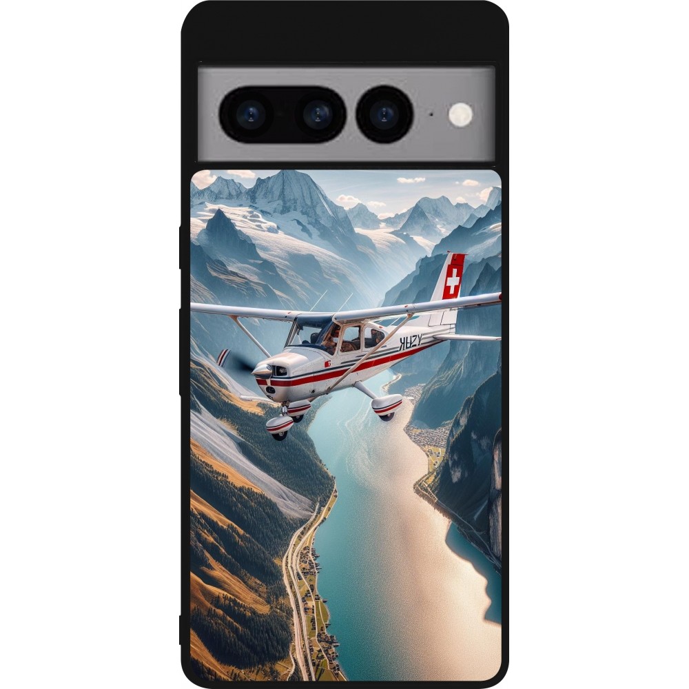 Google Pixel 7 Pro Case Hülle - Silikon schwarz Schweizer Alpenflug