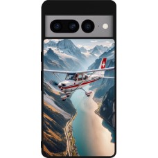 Google Pixel 7 Pro Case Hülle - Silikon schwarz Schweizer Alpenflug