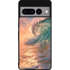 Coque Google Pixel 7 Pro - Silicone rigide noir Wave Sunset
