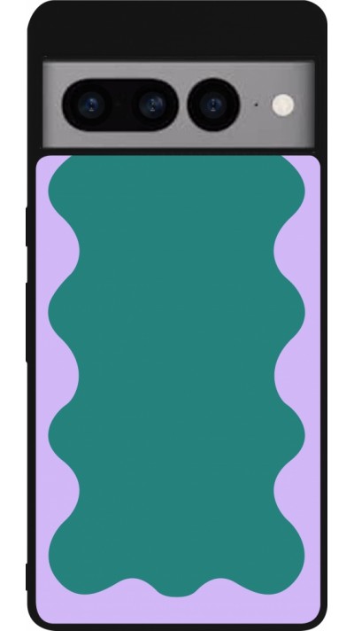 Coque Google Pixel 7 Pro - Silicone rigide noir Wavy Rectangle Green Purple