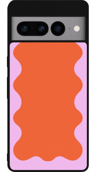 Coque Google Pixel 7 Pro - Silicone rigide noir Wavy Rectangle Orange Pink