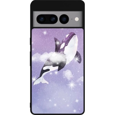 Google Pixel 7 Pro Case Hülle - Silikon schwarz Whale in sparking stars