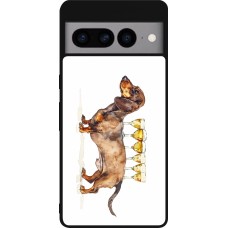 Coque Google Pixel 7 Pro - Silicone rigide noir Wine Teckel