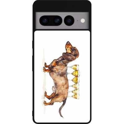 Google Pixel 7 Pro Case Hülle - Silikon schwarz Wine Teckel