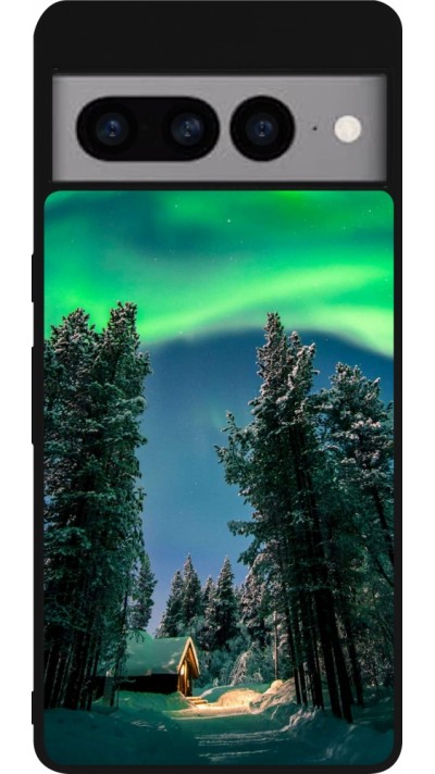 Coque Google Pixel 7 Pro - Silicone rigide noir Winter 22 Northern Lights